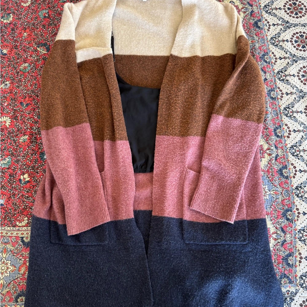 Madewell Wool And Alpaca Blend Color block Duster Cardigan - Picture 7 of 11